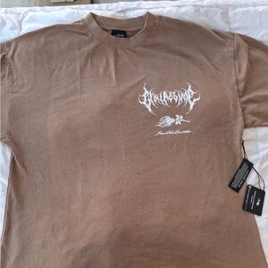 Brown Graphic Tee with White Design